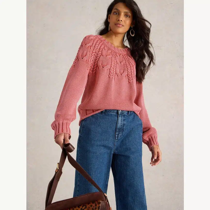 Pullover Zopfmuster *Mia*, Coral Pink