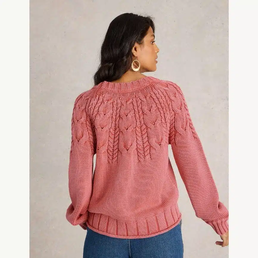 Pullover Zopfmuster *Mia*, Coral Pink