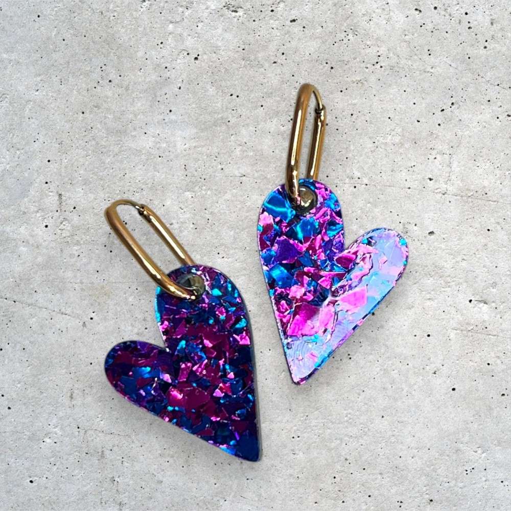 Ohrringe, Heart to Heart, Lila/Pink