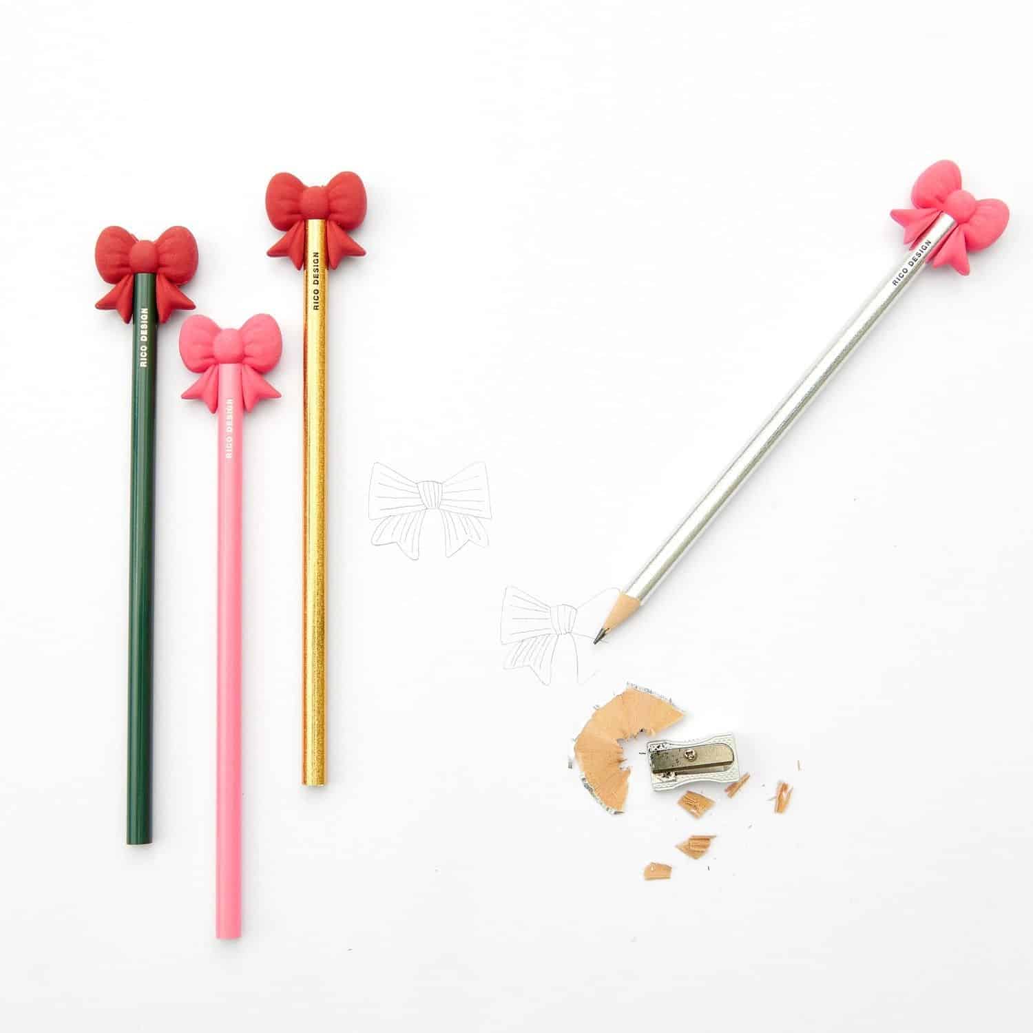Bleistift mit Schleifen-Radiergummi, Neon Pink