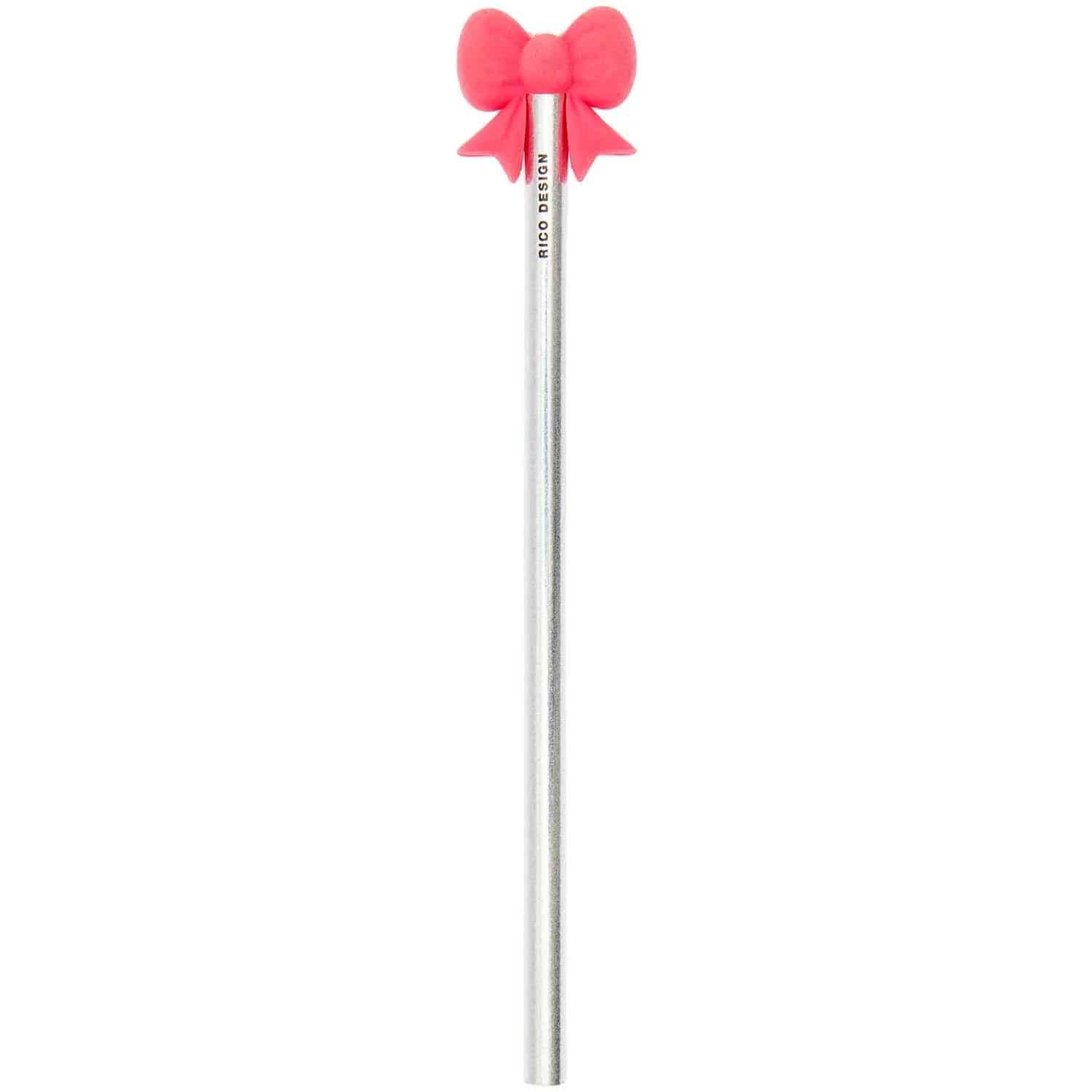 Bleistift mit Schleifen-Radiergummi, Silber