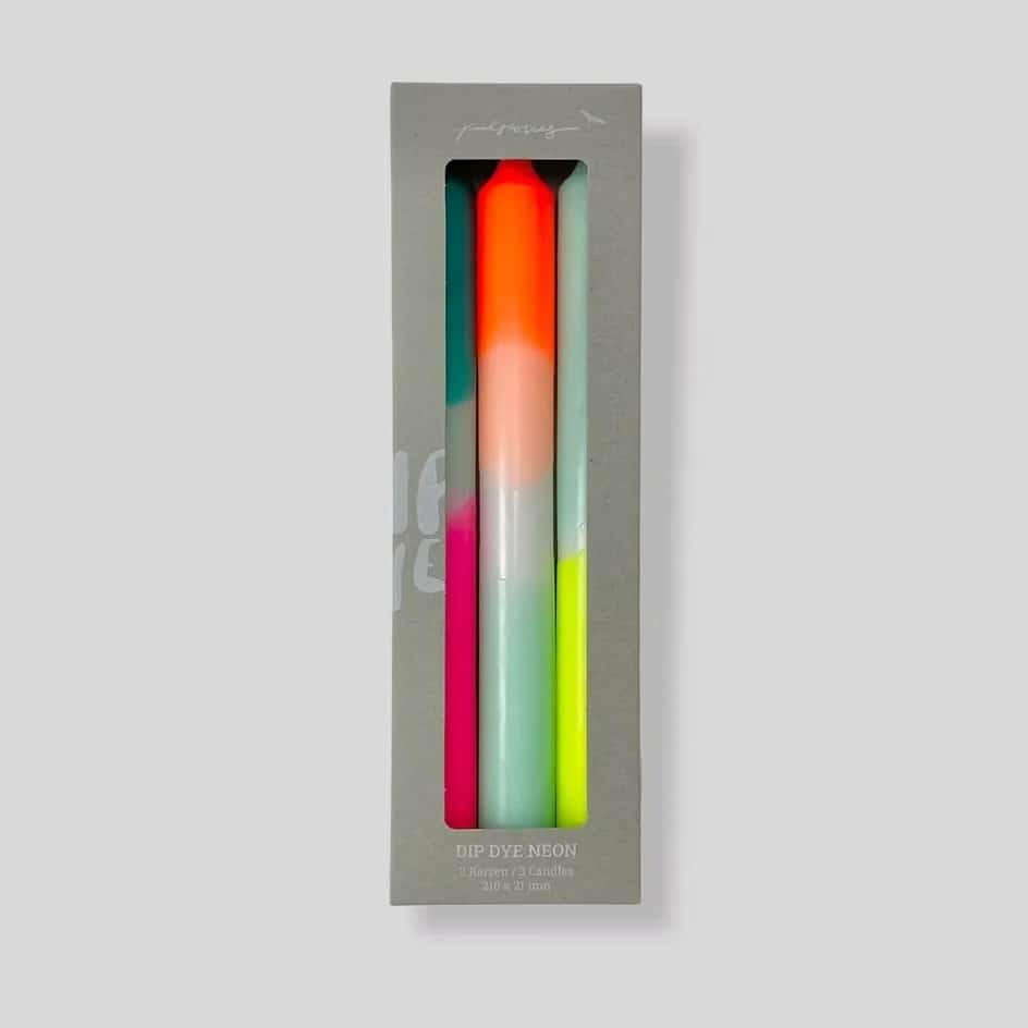 Dip Dye Kerzen *Rainbow Kisses*, Neon, 3er Set