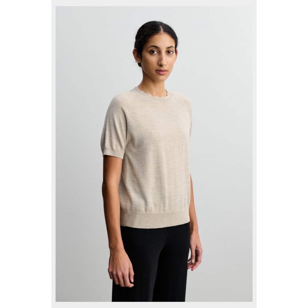 T-Shirt Women, Merinowolle, Beige Melange