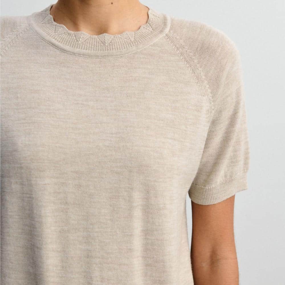 T-Shirt Women, Merinowolle, Beige Melange