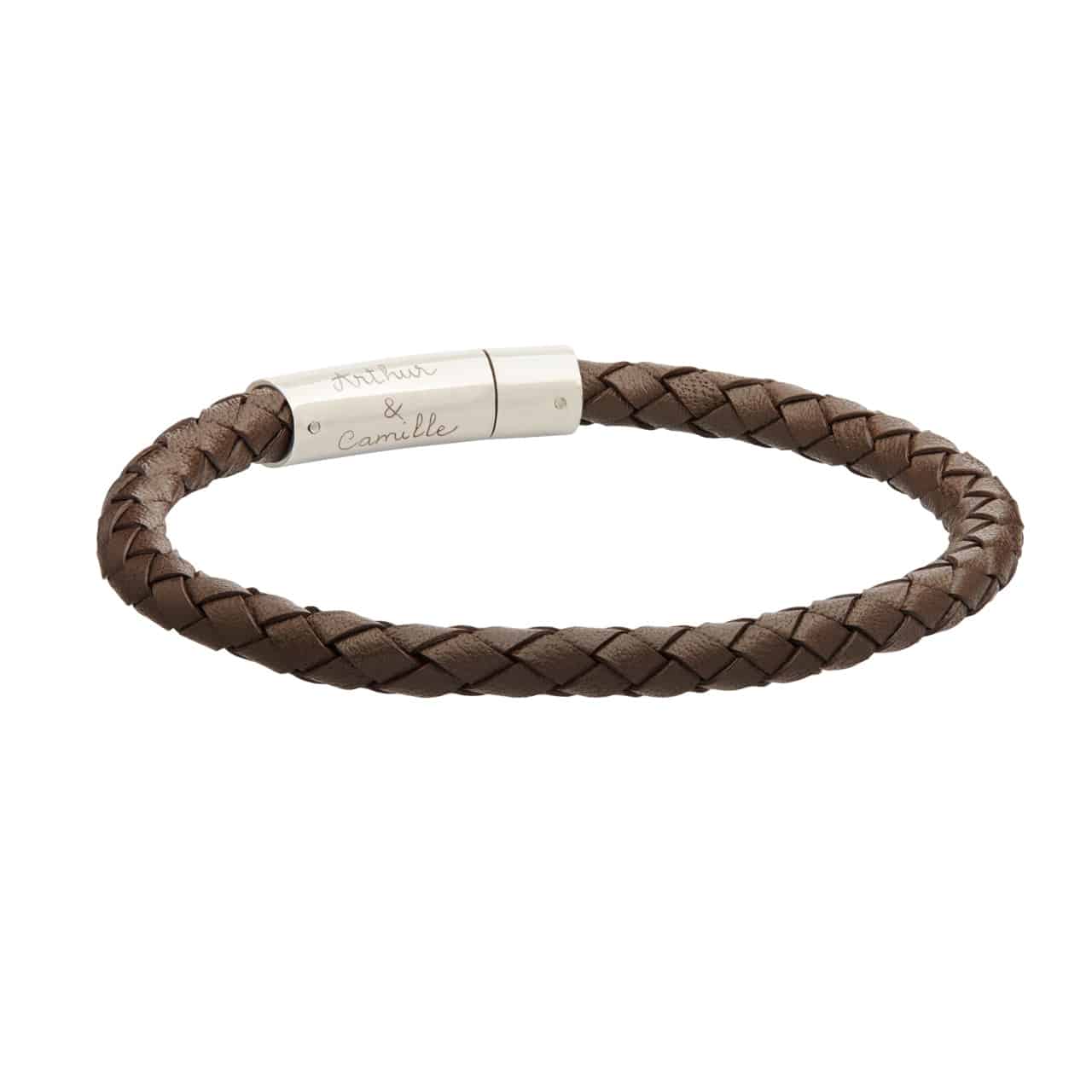 Personalisiertes großes Lederarmband für Männer, Braun