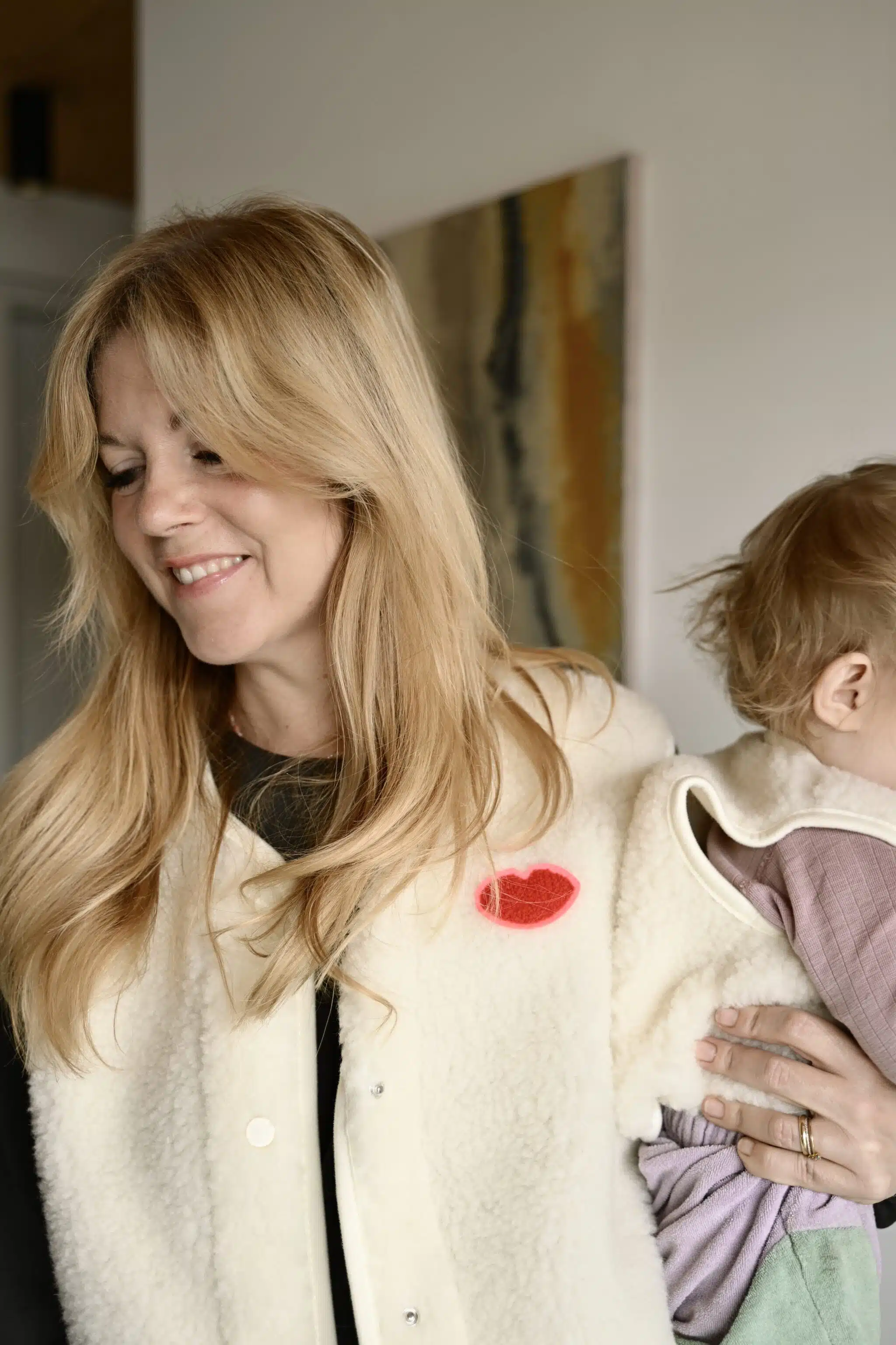 Weste Eva Kussmund off White und Babyweste off white