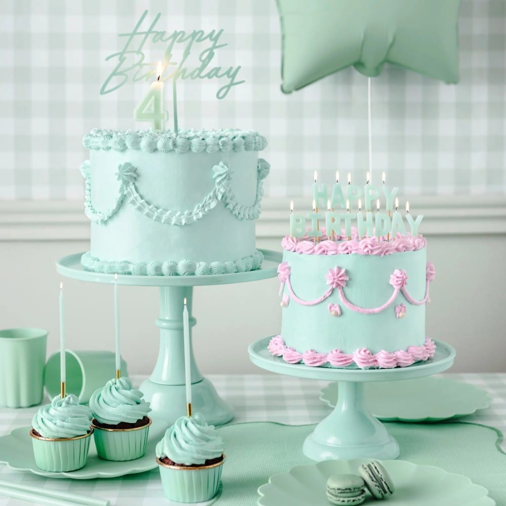 Cake Topper Happy Birthday, Mint