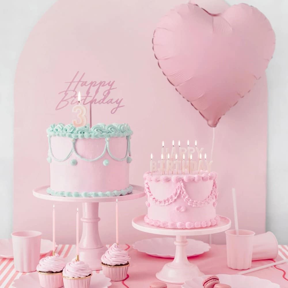 Cake Topper Happy Birthday, Rosa