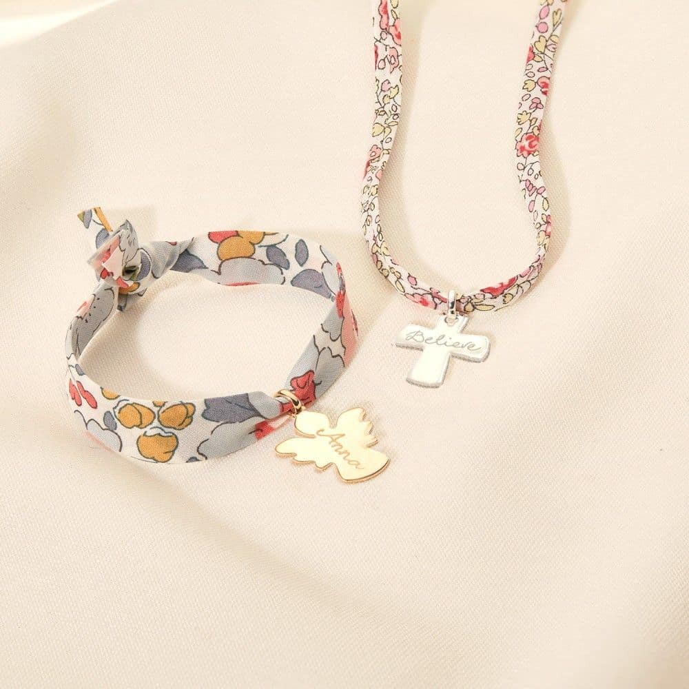 Personalisiertes Liberty Armband zur Taufe oder Kommunion, Betsy Grün