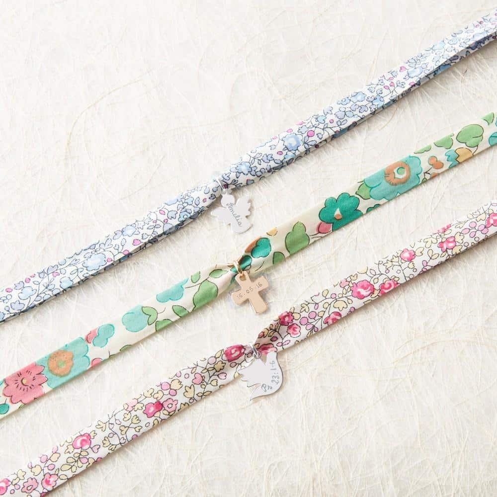 Personalisiertes Liberty Armband zur Taufe oder Kommunion, Betsy Grün