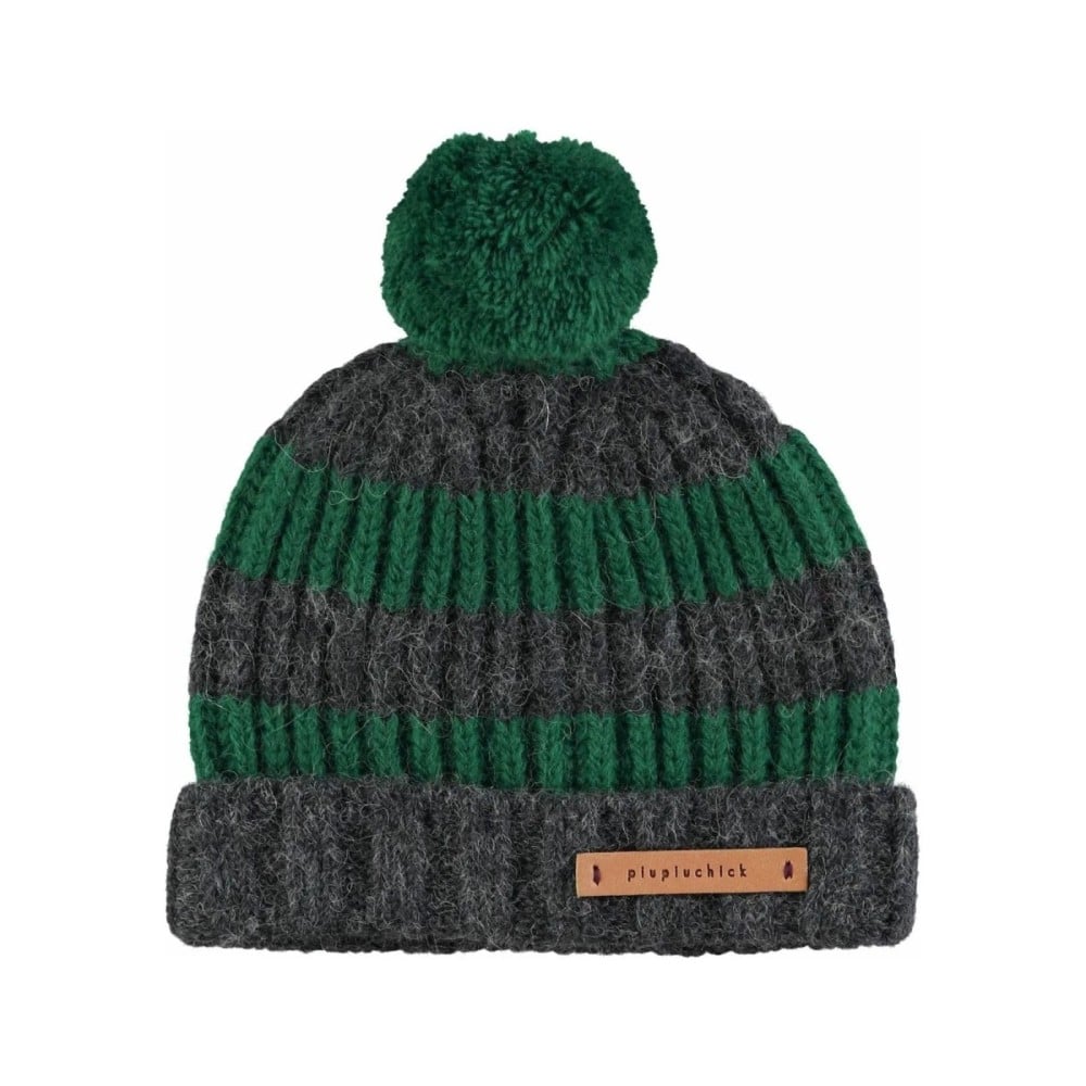 Strickmütze mit PomPom, Grey/Green