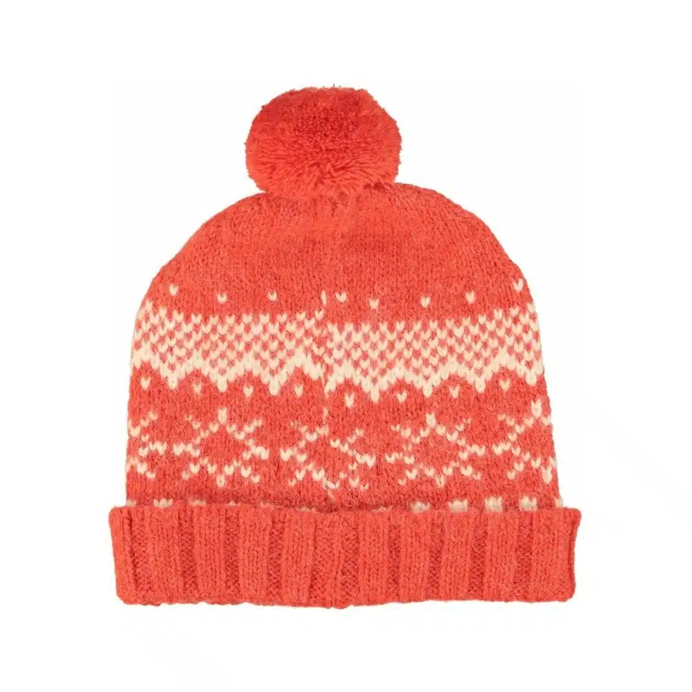 Jaquard Strickmütze mit PomPom, Red