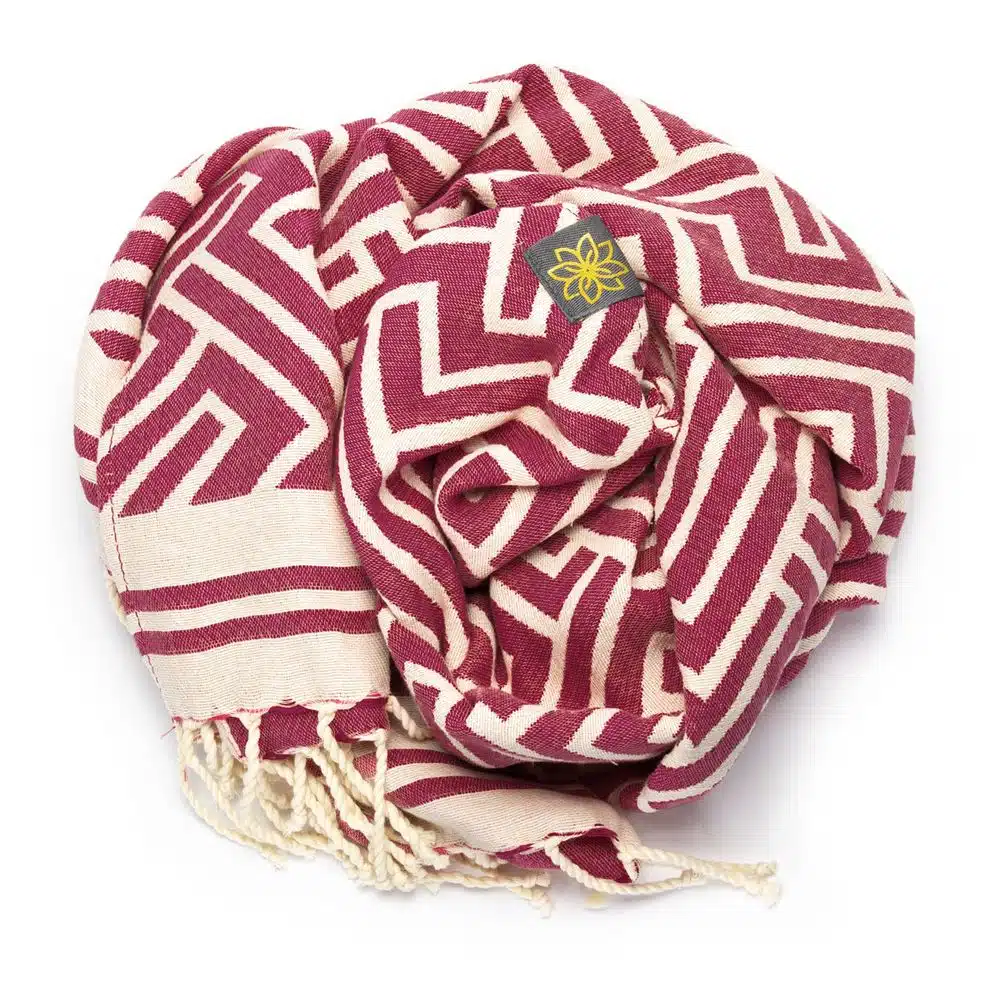 Tuch *Fouta* Hamamtuch Labyrinth, Dark Cherry 200x100cm
