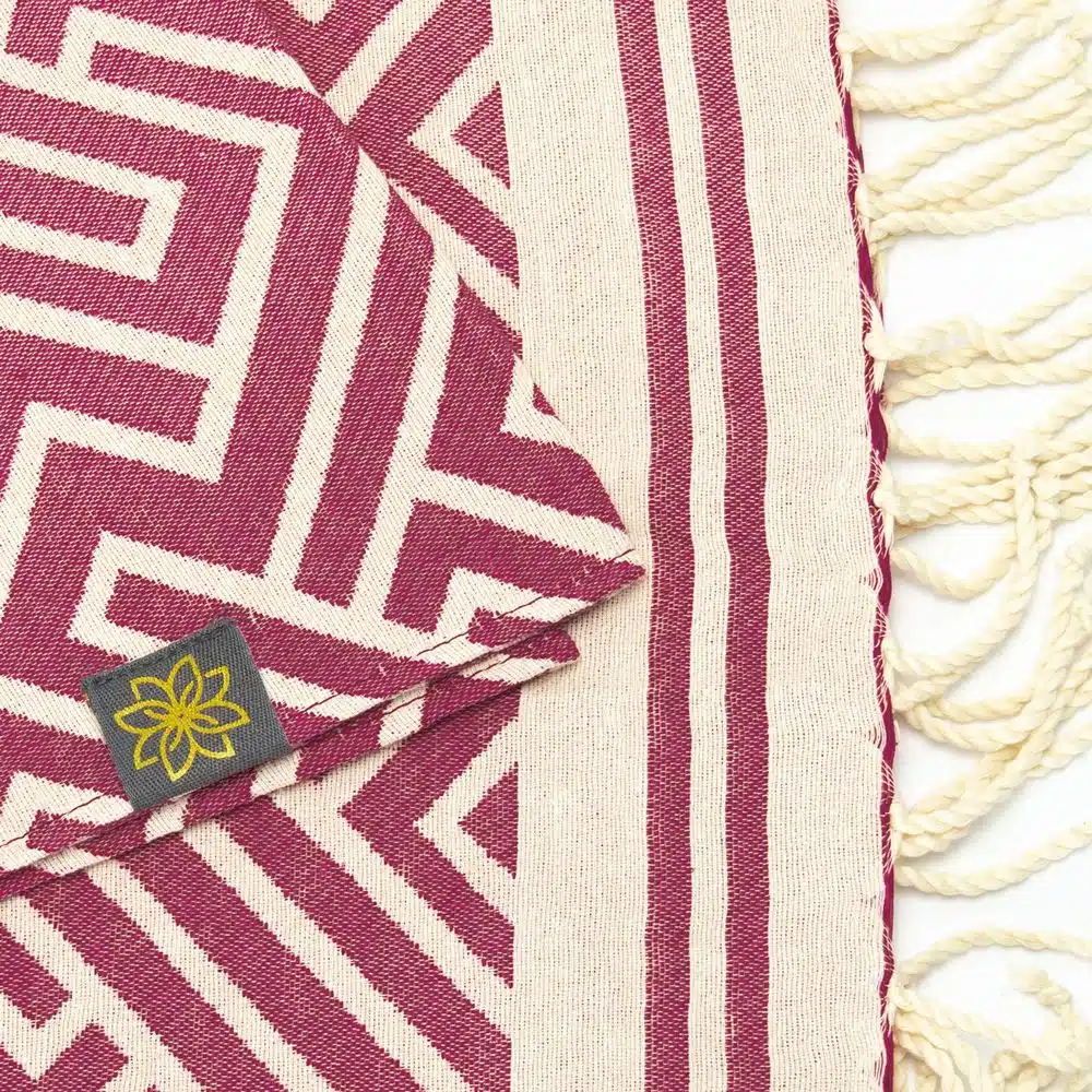 Tuch *Fouta* Hamamtuch Labyrinth, Dark Cherry 200x100cm