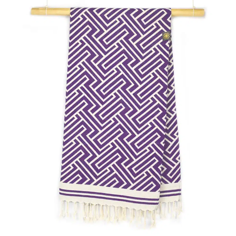 Tuch *Fouta* Hamamtuch Labyrinth, Dark Grapes 200x100cm