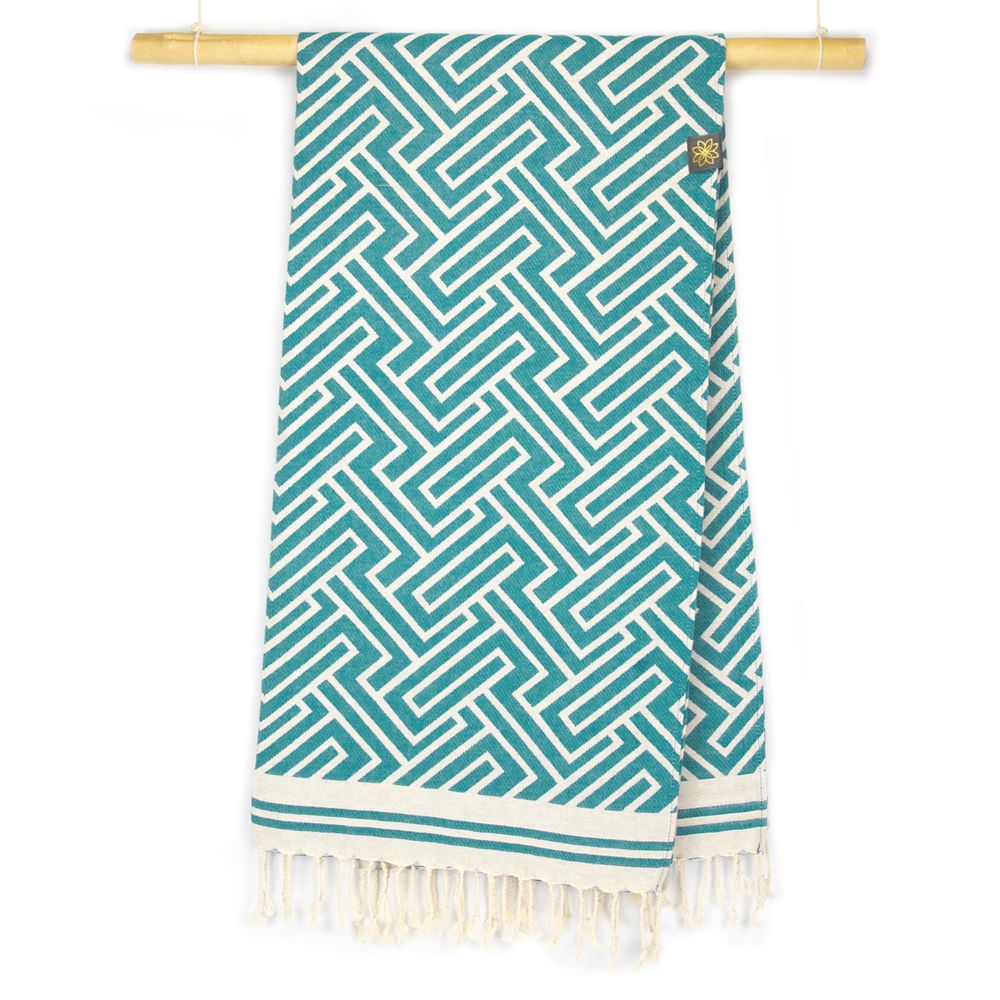 Tuch *Fouta* Hamamtuch Labyrinth, Emerald Stone 200x100cm