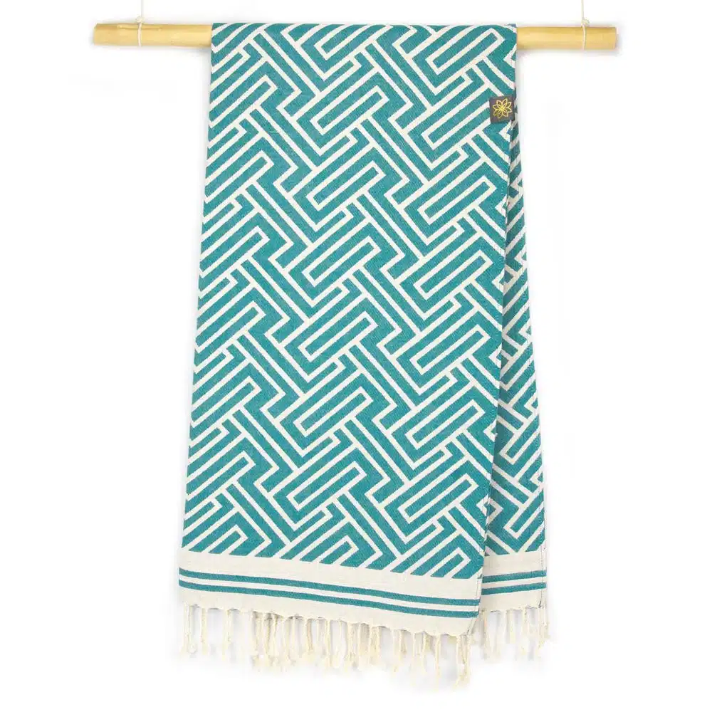 Tuch *Fouta* Hamamtuch Labyrinth, Emerald Stone 200x100cm