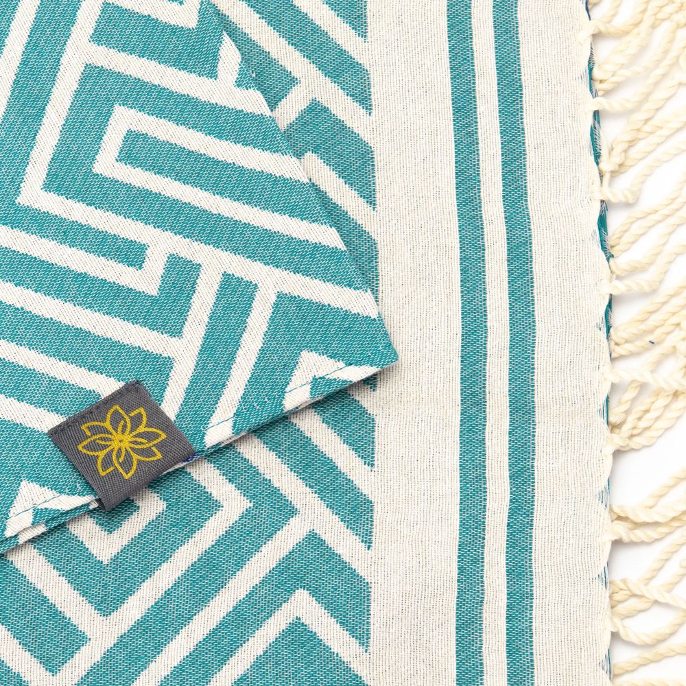 Tuch *Fouta* Hamamtuch Labyrinth, Emerald Stone 200x100cm