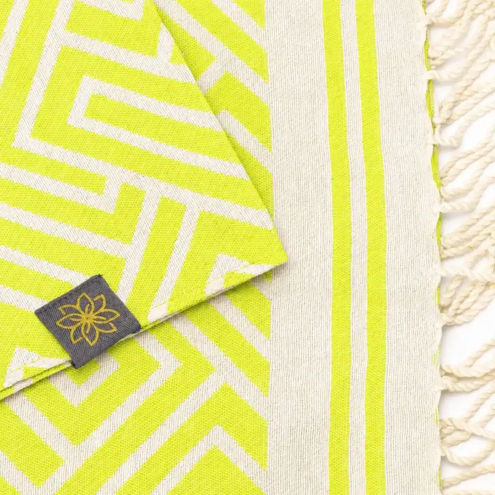 Tuch *Fouta* Hamamtuch Labyrinth, Neon Yellow Fish 200x100cm