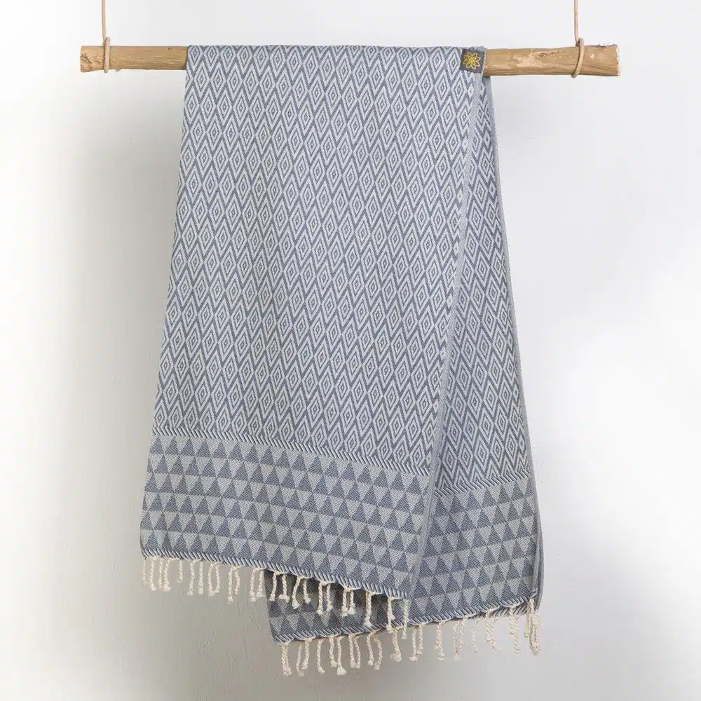 Tuch *Fouta* Hamamtuch Diamant, Deep Water 200x100cm