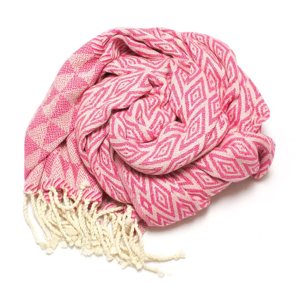 Tuch *Fouta* Hamamtuch Diamant, Fuchsia Flower 200x100cm