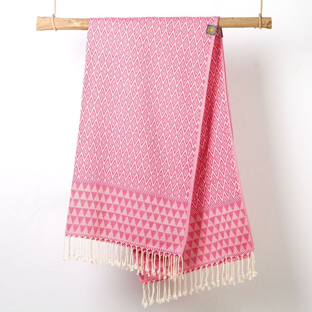 Tuch *Fouta* Hamamtuch Diamant, Fuchsia Flower 200x100cm