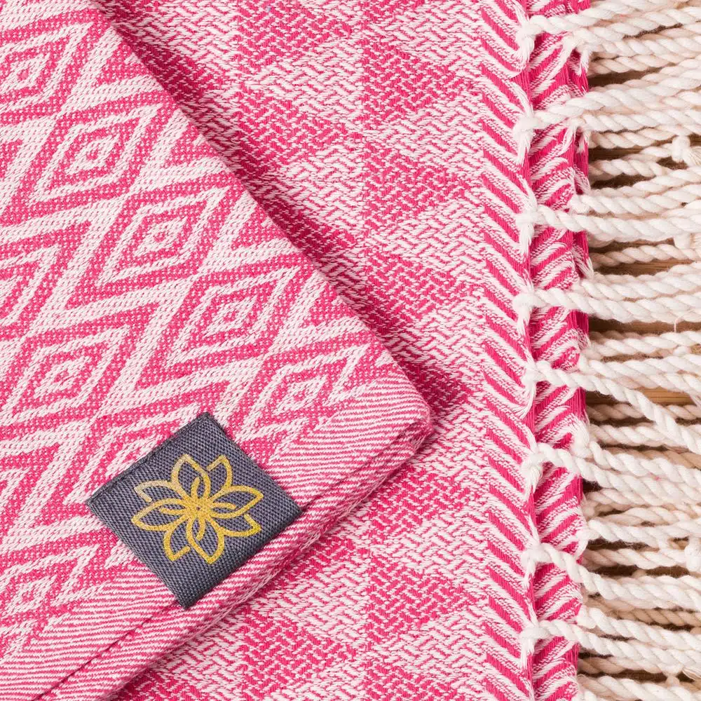 Tuch *Fouta* Hamamtuch Diamant, Fuchsia Flower 200x100cm