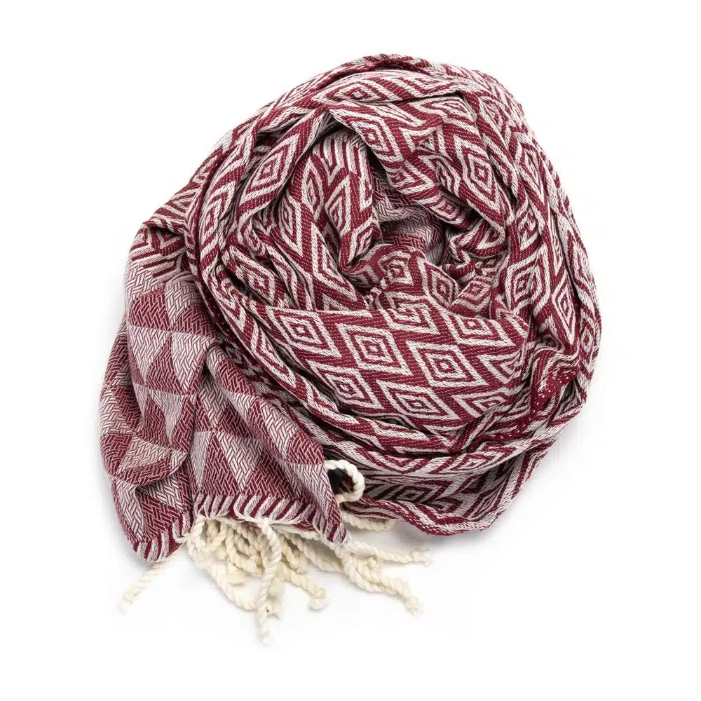 Tuch *Fouta* Hamamtuch Diamant, Dark Cherry 200x100cm