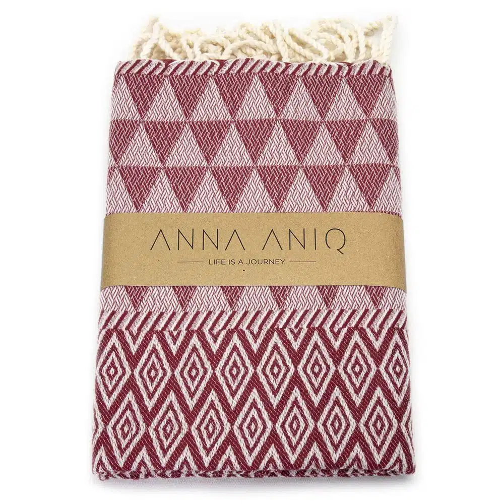 Tuch *Fouta* Hamamtuch Diamant, Dark Cherry 200x100cm