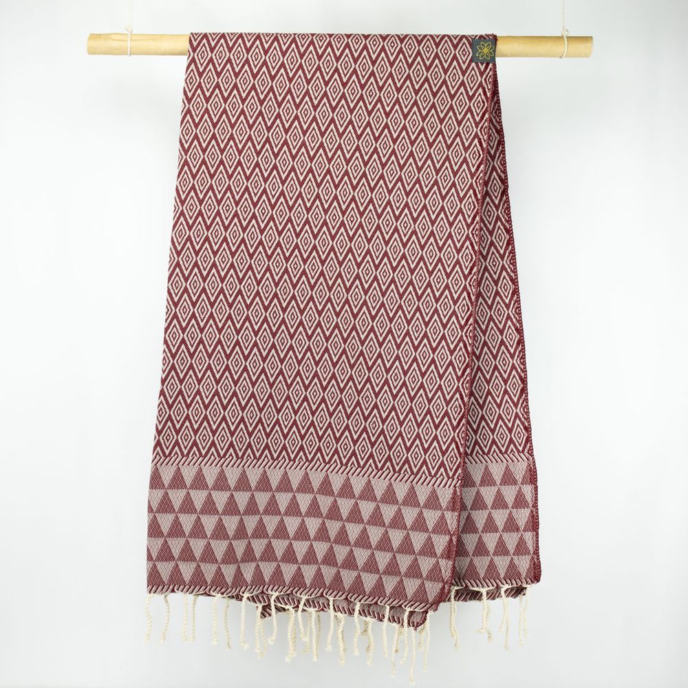 Tuch *Fouta* Hamamtuch Diamant, Dark Cherry 200x100cm