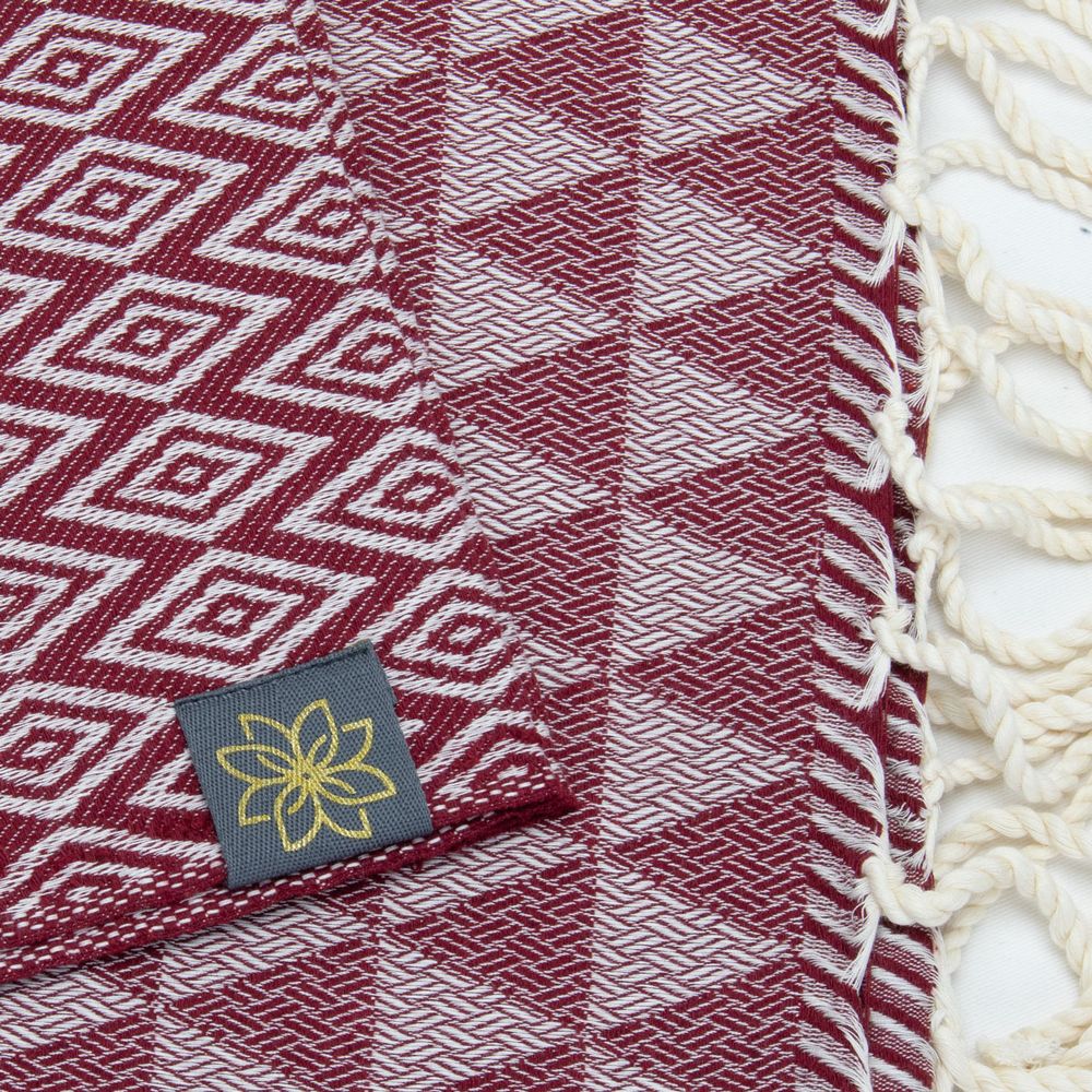 Tuch *Fouta* Hamamtuch Diamant, Dark Cherry 200x100cm