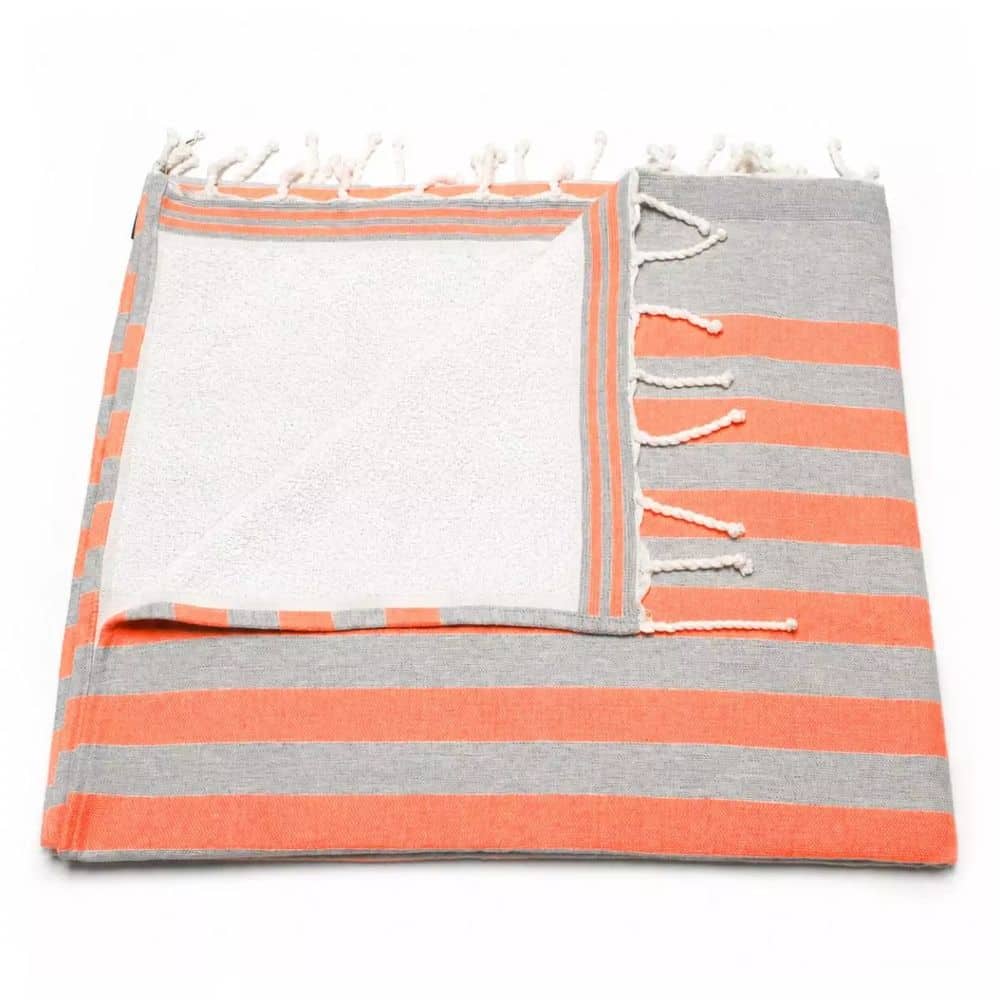 Tuch *Fouta* Hamamtuch Frottee, Neon Orange Fish 180x100cm