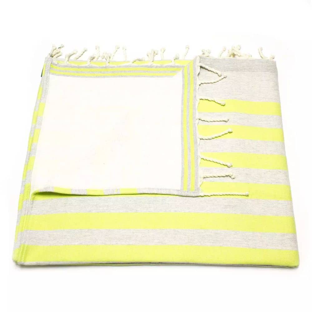 Tuch *Fouta* Hamamtuch Frottee, Neon Yellow Fish 180x100cm