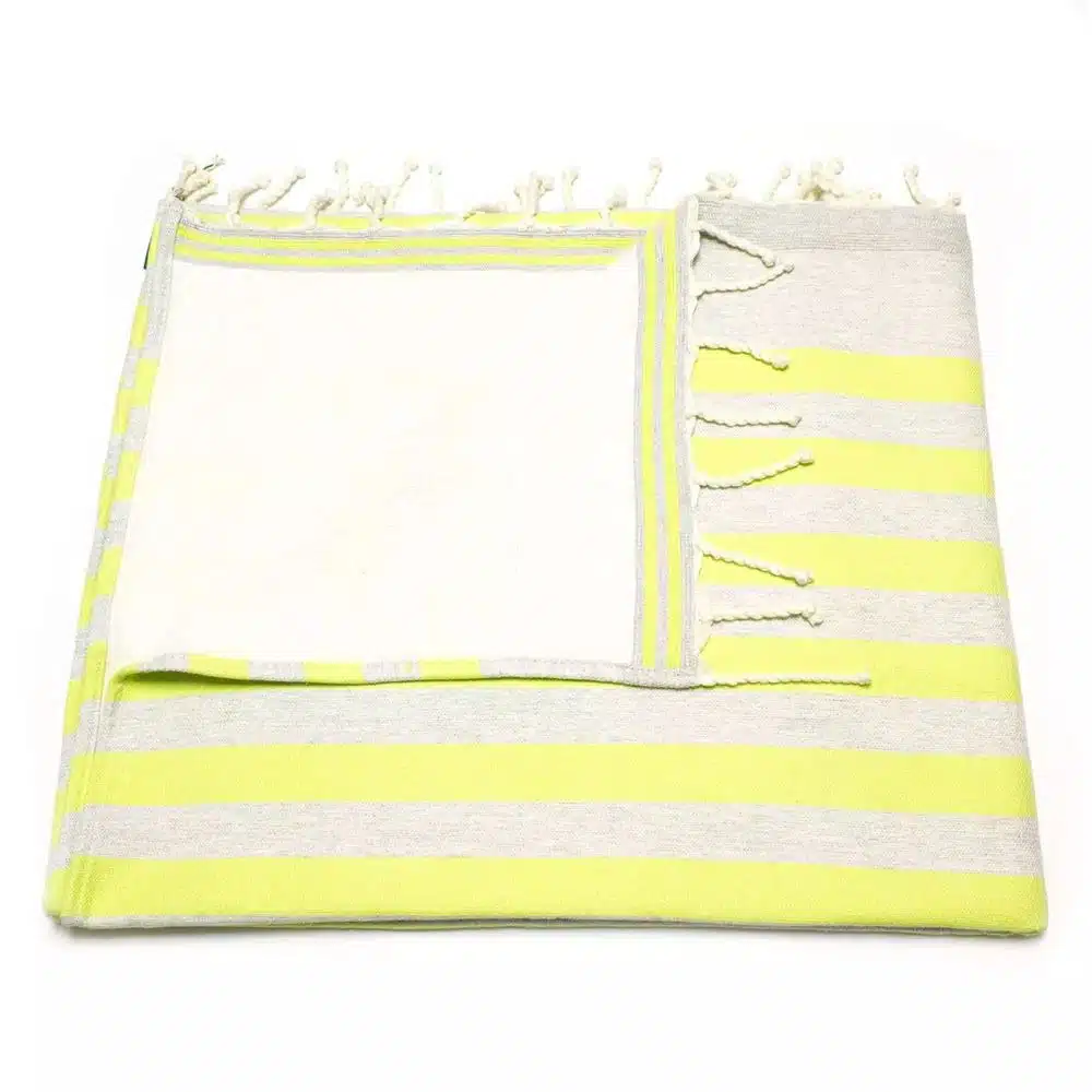 Tuch *Fouta* Hamamtuch Frottee, Neon Yellow Fish 180x100cm