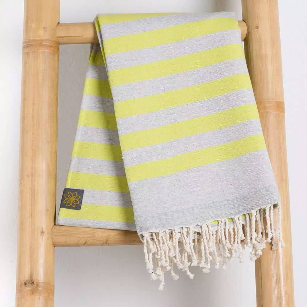 Tuch *Fouta* Hamamtuch Frottee, Neon Yellow Fish 180x100cm