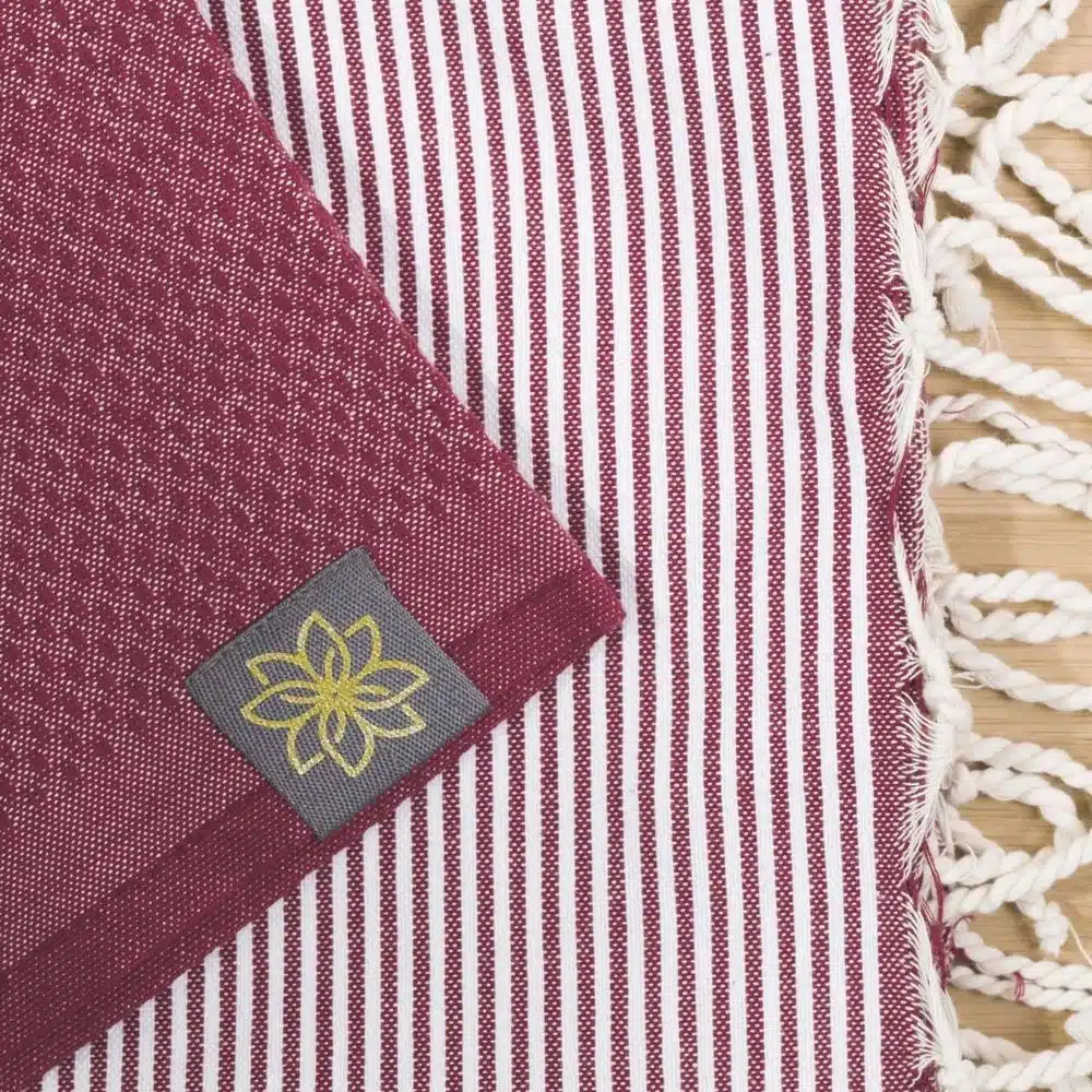 Tuch *Fouta* Hamamtuch Medium Wabenmuster, Dark Cherry 140x70cm