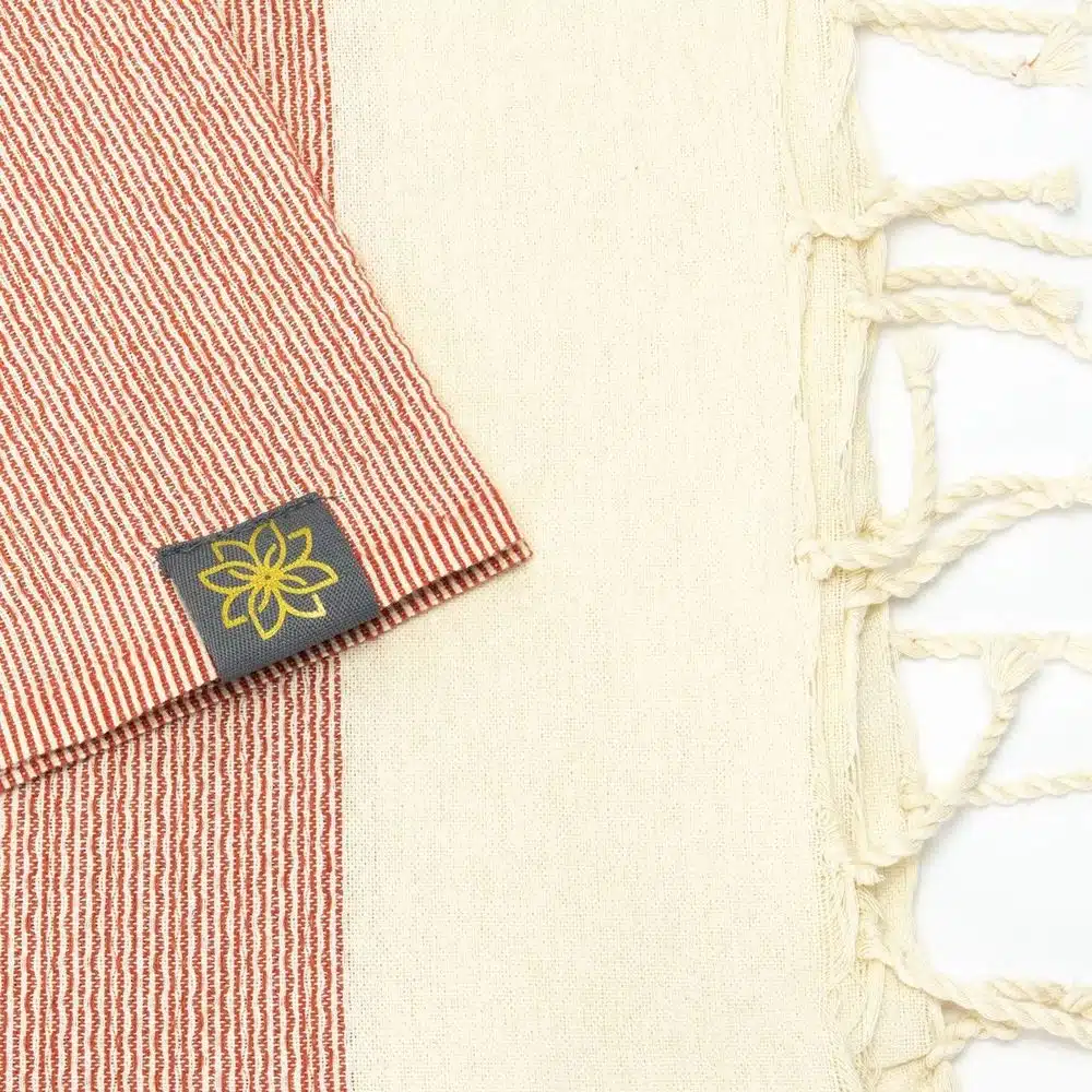 Tuch *Fouta* Hamamtuch Medium Feine Linien, Terracotta 140x70cm