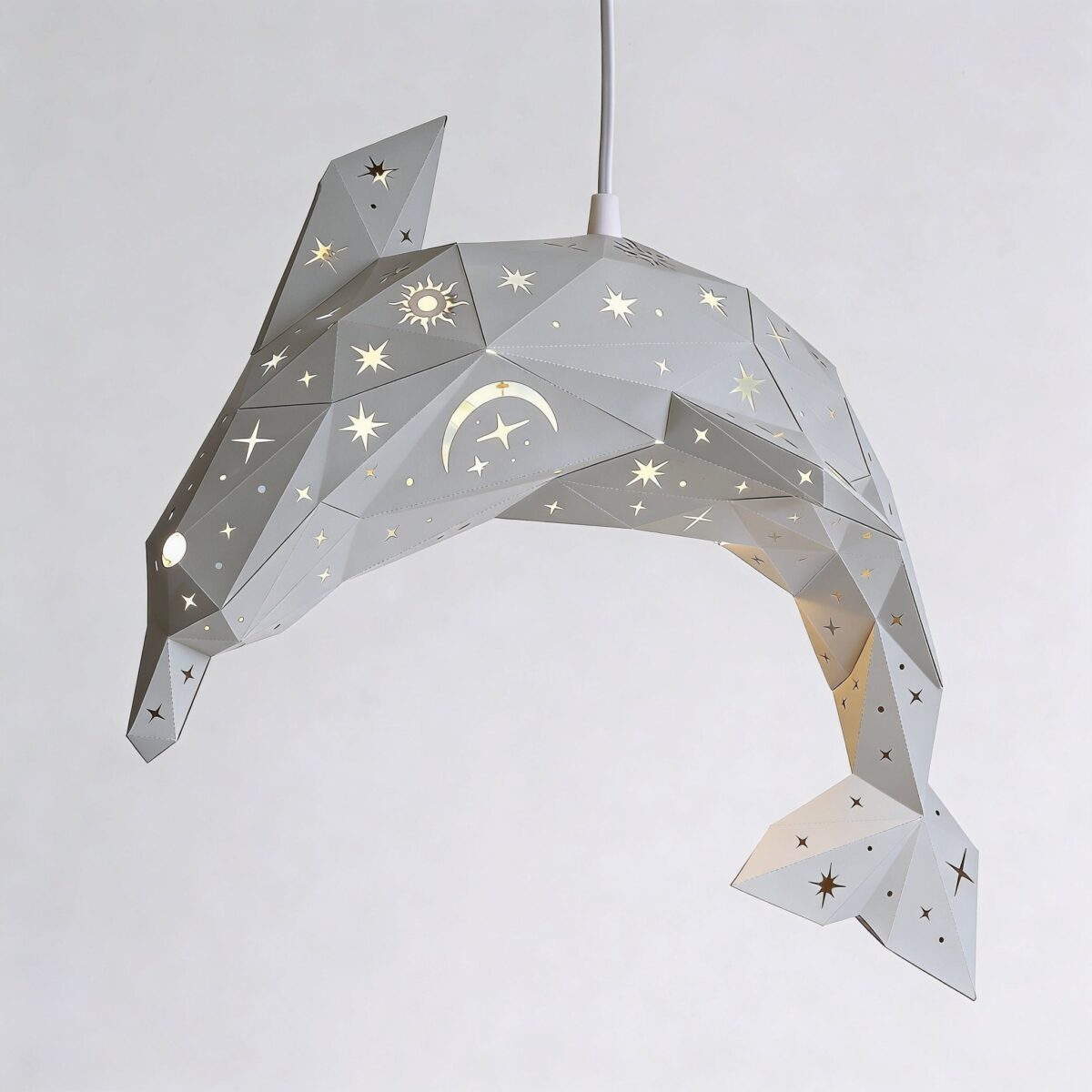 Celestial Delfin-Lampenschirm – DIY-Set, Grau – Produktansicht