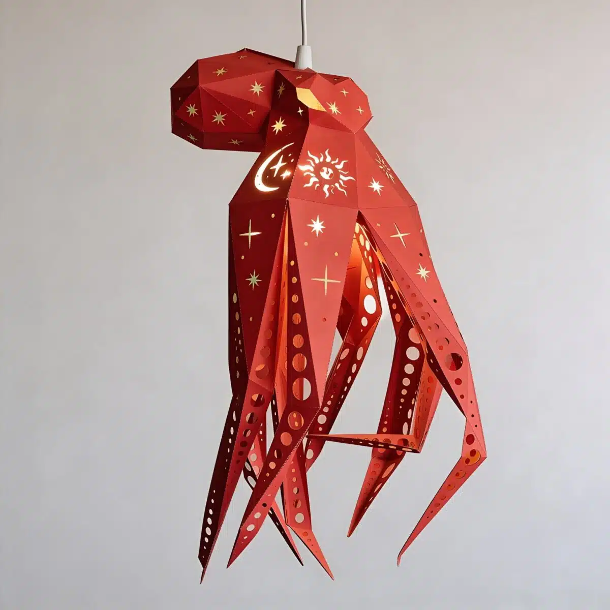 Celestial Oktopus-Lampenschirm – DIY-Set, Rot – Produktansicht