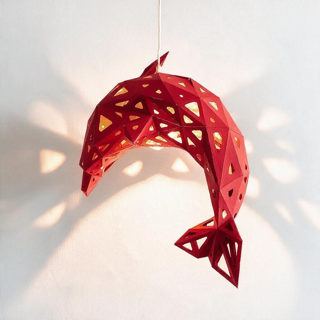 Coral Delfin-Lampenschirm – DIY-Set, Rot – Produktansicht