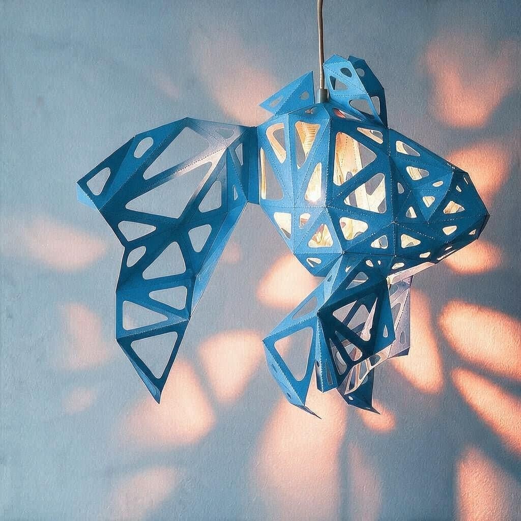 Coral Goldfisch-Lampenschirm – DIY-Set, Ozeanblau – Produktansicht