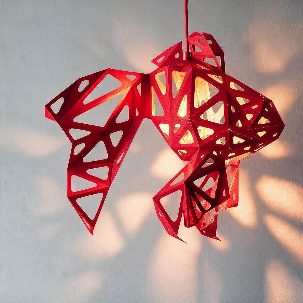 Coral Goldfisch-Lampenschirm – DIY-Set, Rot – Produktansicht