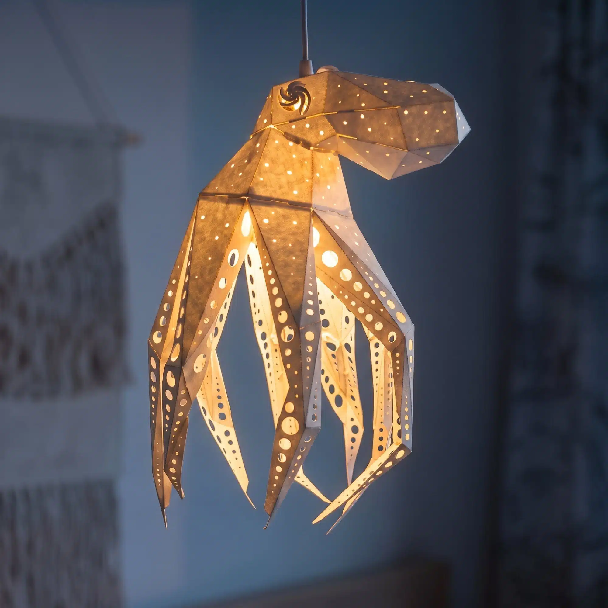Octavio – Oktopus-Pendelleuchte, Weiß – Produktansicht